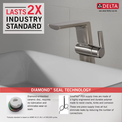 Delta Pivotal Stainless Steel Finish Single Handle Modern Vessel Bathroom Faucet D799SSDST