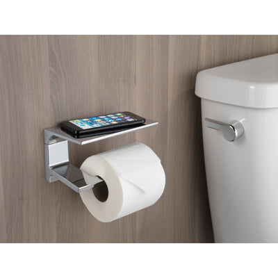Delta Pivotal Chrome Finish Toilet Tissue Paper Holder with Shelf D79956