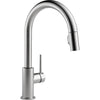 Delta Arctic Stainless Finish Trinsic Single Handle Pull Down Kitchen Faucet and Single Handle Pull Out Bar / Prep Sink Faucet Package D077CR