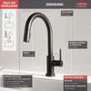 Delta Trinsic Matte Black Finish VoiceIQ Single-Handle Pull-Down Kitchen Faucet with Touch2O Technology D9159TVBLDST