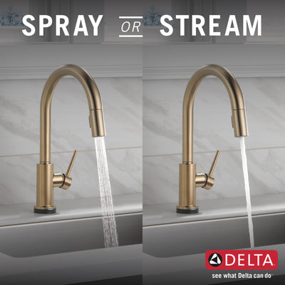 Delta Trinsic Champagne Bronze Finish VoiceIQ Single-Handle Pull-Down Kitchen Faucet with Touch2O Technology D9159TVCZDST