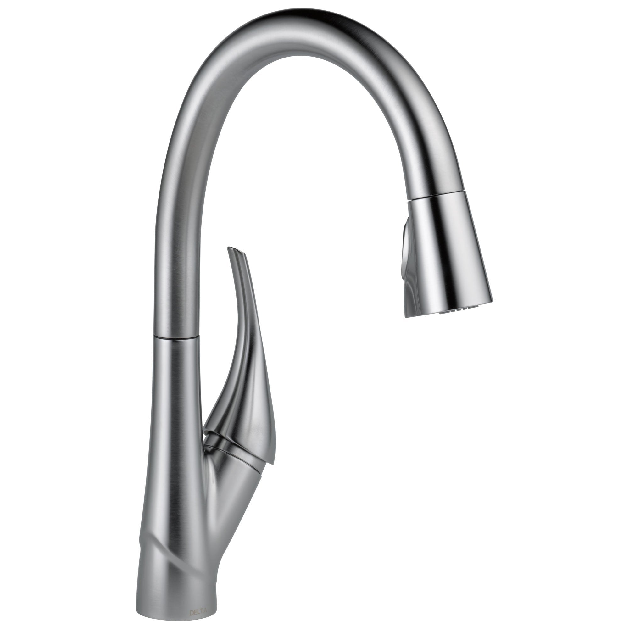 Delta Esque Collection Arctic Stainless Steel Finish Single Handle Swivel Spout One Hole Pull-Down Kitchen Sink Faucet D9181ARDST