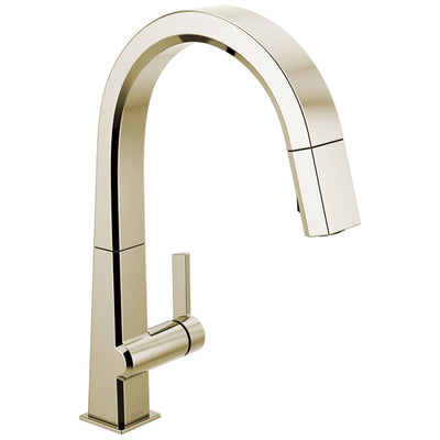 Delta Pivotal Polished Nickel Finish Single Handle Pull Down Kitchen Faucet D9193PNDST