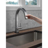 Delta Pivotal Arctic Stainless Steel Finish Single Handle Pull Down Kitchen Faucet with Touch2O Technology D9193TARDST