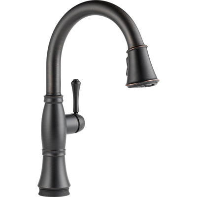 Delta Venetian Bronze Cassidy Single Handle Pull-Down Kitchen Faucet with Touch2O Technology and Wall Mount Pot Filler Faucet Package D081CR