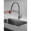 Delta Pivotal Arctic Stainless Steel Finish Single Handle Exposed Hose Kitchen Faucet D9693ARDST
