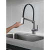 Delta Pivotal Arctic Stainless Steel Finish Single Handle Exposed Hose Kitchen Faucet D9693ARDST