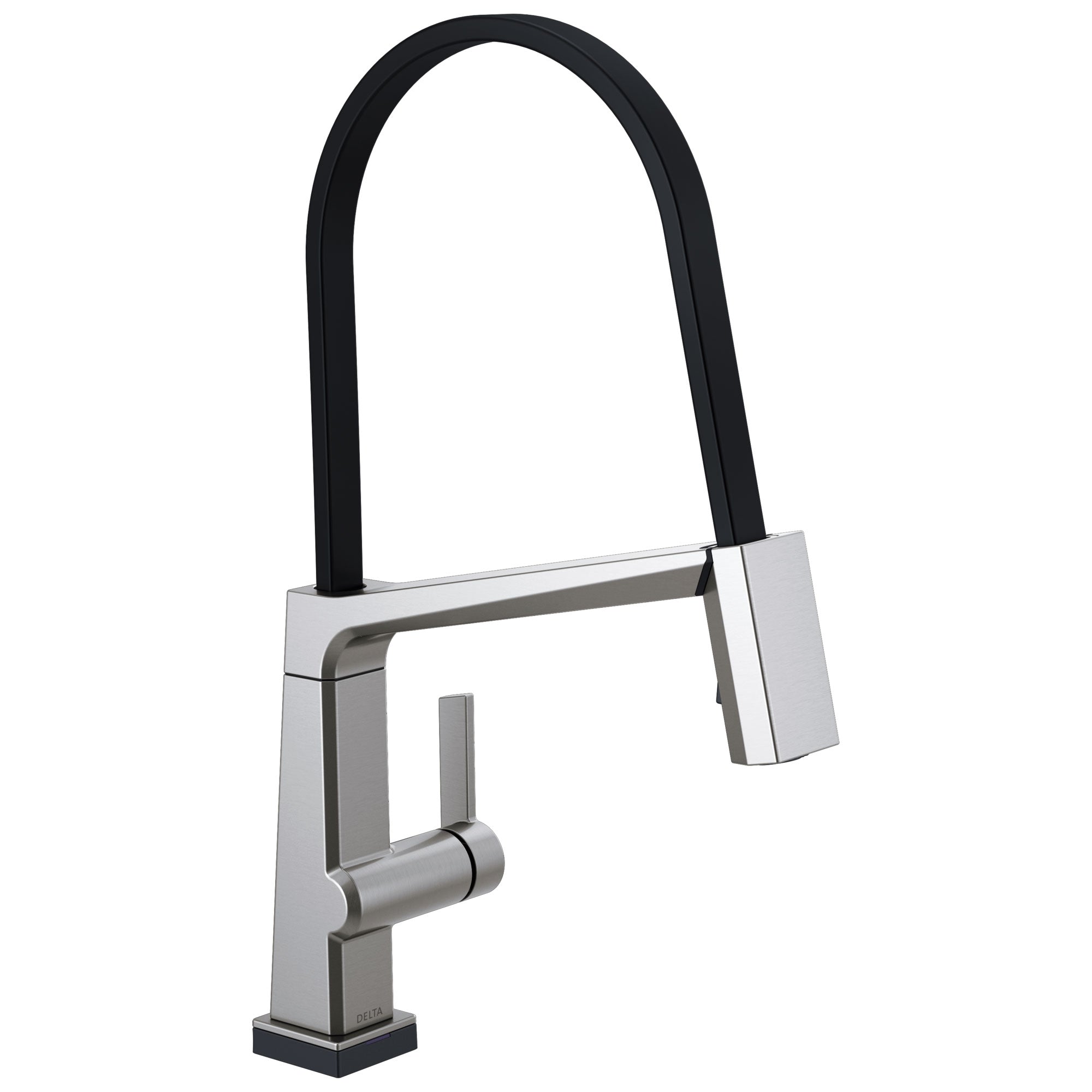 Delta Pivotal Arctic Stainless Steel Finish Single Handle Exposed Hose Kitchen Faucet with Touch2O Technology D9693TARDST