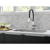 Delta Pivotal Chrome Finish Single Handle Exposed Hose Kitchen Faucet with Touch2O Technology D9693TDST