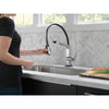 Delta Pivotal Chrome Finish Single Handle Exposed Hose Kitchen Faucet with Touch2O Technology D9693TDST