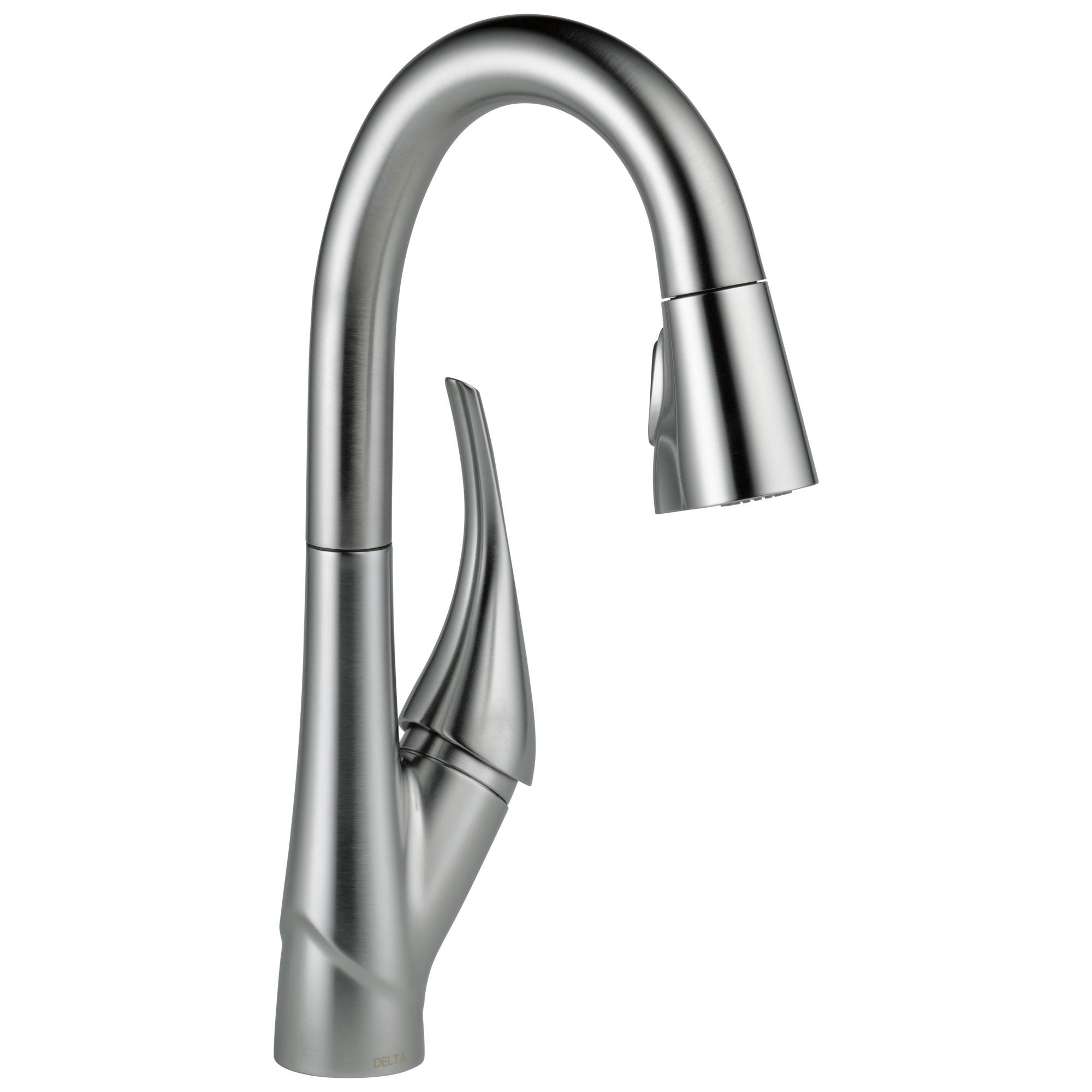 Delta Esque Collection Arctic Stainless Steel Finish Single Handle Pull-down Modern One Hole Bar / Prep Sink Faucet D9981ARDST