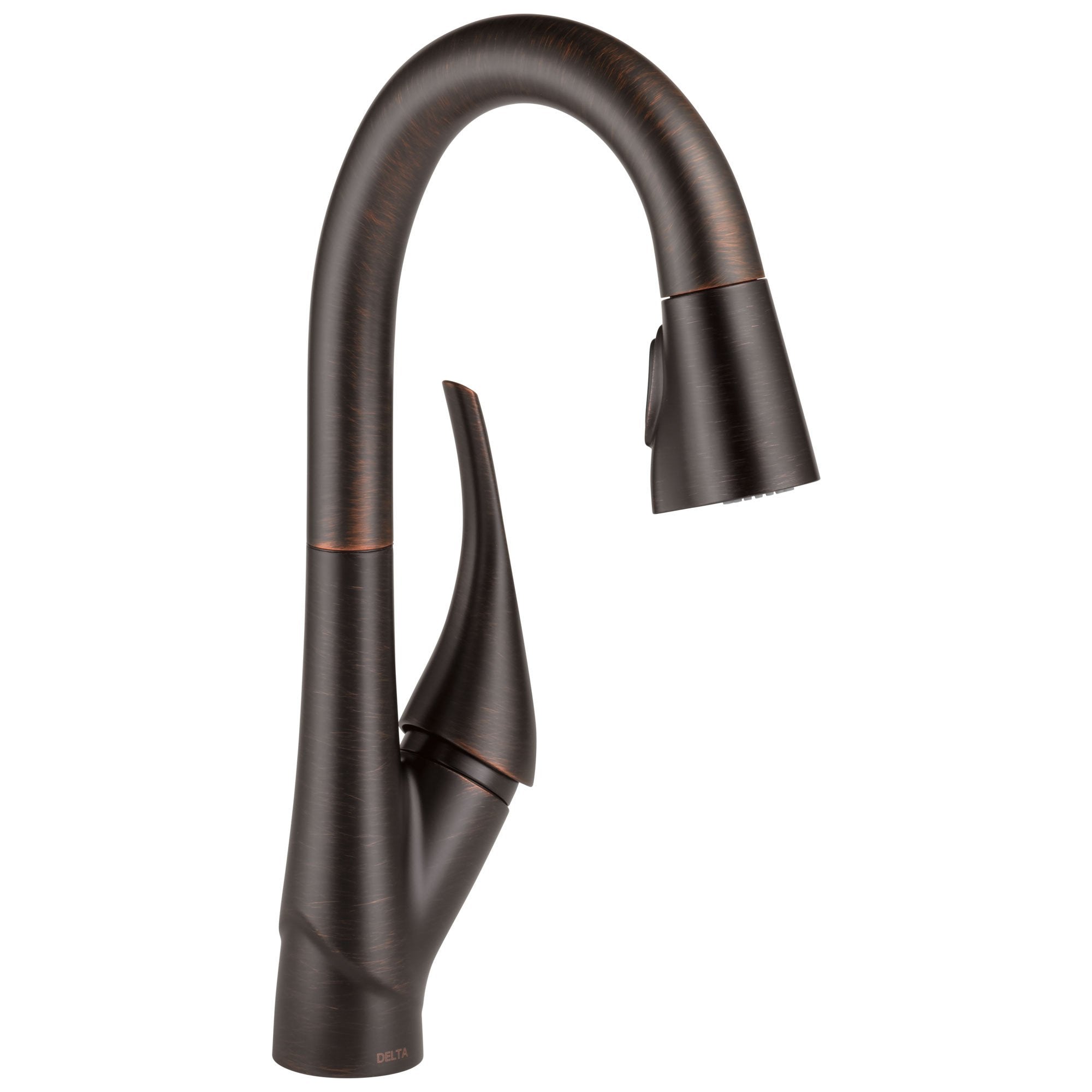 Delta Esque Collection Venetian Bronze Finish Single Handle Pull-down Modern One Hole Bar / Prep Sink Faucet D9981RBDST