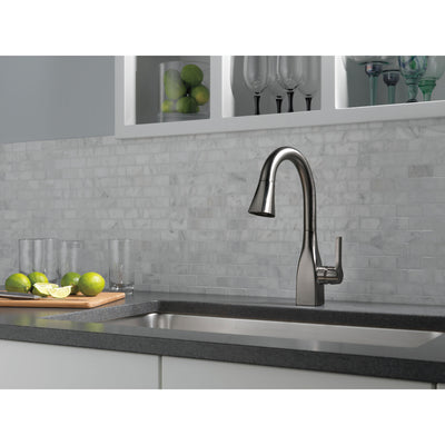 Delta Mateo Black Stainless Steel Finish Single Handle Pull-Down Bar/Prep Sink Faucet D9983KSDST