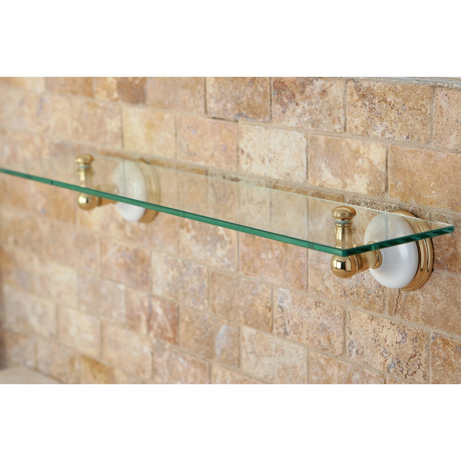 Kingston Tempered Bathroom Glass Shelves Polished Brass Glass Shelf BA 
