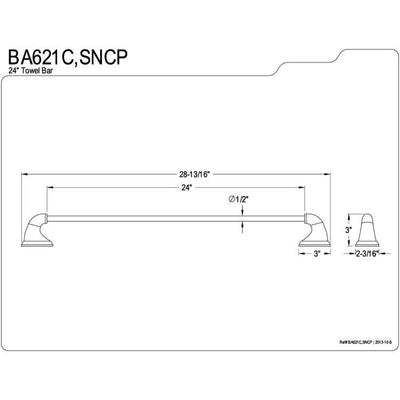 Kingston Satin Nickel/Chrome Magellan ii 24" single towel bar rack BA621SNCP