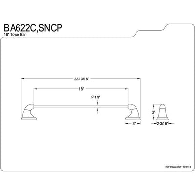Kingston Satin Nickel/Chrome Magellan ii 18" single towel bar BA622SNCP