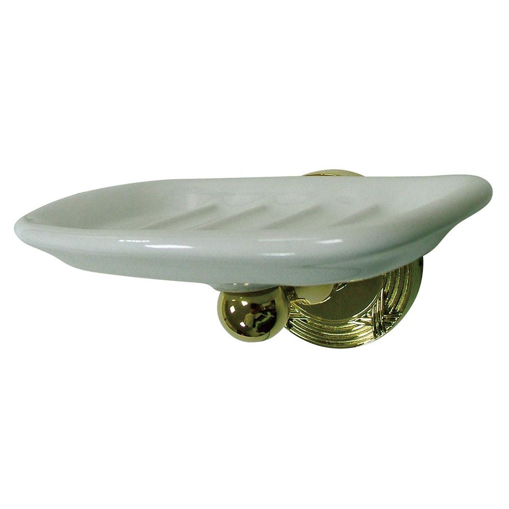 Soap dish - Wall mounted - White bone china and Brass - Model TB36 -  BATHROOM - VillaHus
