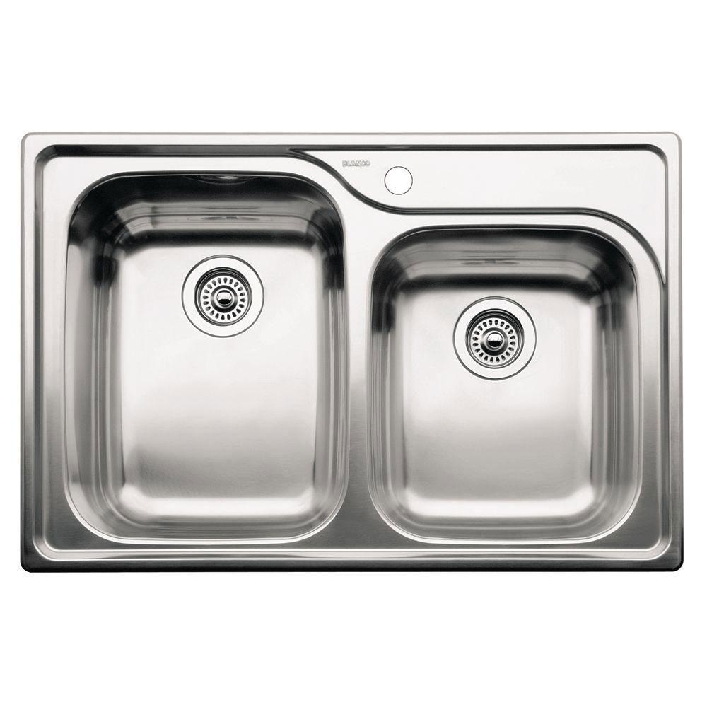 Blanco Supreme Drop- In Stainless Steel 33x22x8 1-Hole 1-3/4 Bowl Kitchen Sink 165453
