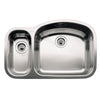 Blanco Wave Undermount Stainless Steel 32 inch 0-Hole Reverse 1-1/2 Double Bowl Kitchen Sink 206069