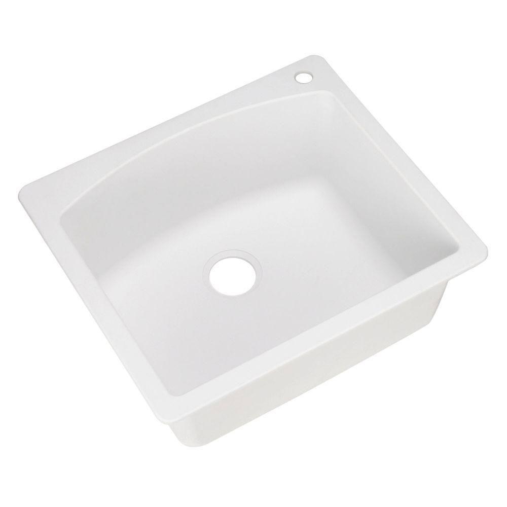 Blanco Diamond Dual Mount Composite 25x10x22 1-Hole Single Bowl Kitchen Sink in White 439561