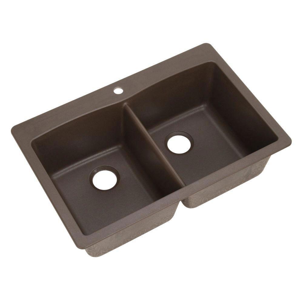 Blanco Diamond Dual Mount Composite 33x22x9.5 inch 1-Hole Double Bowl Kitchen Sink in Cafe Brown 462580