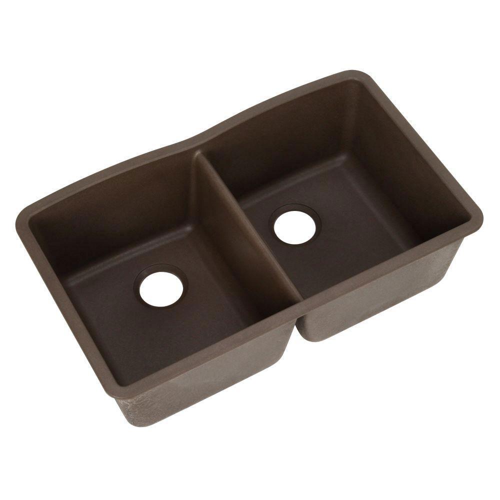 Blanco Diamond Undermount Composite 22x33x9.5 0-Hole Double Bowl Kitchen Sink in Cafe Brown 462583
