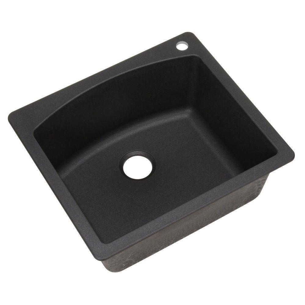 Blanco Diamond Dual Mount Composite 25 inch x 22 inch x 10 inch 1-Hole Single Bowl Kitchen Sink in Anthracite 482497