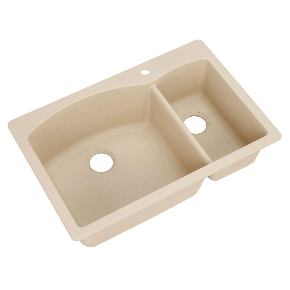 Blanco Diamond Dual Mount Composite 33x22x9.5 inch 1-Hole Double Bowl Kitchen Sink in Biscotti 509526