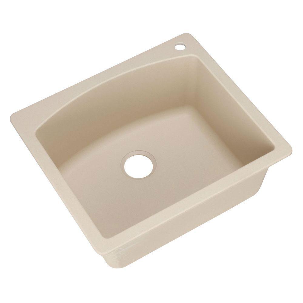 Blanco Diamond Dual Mount Composite 25x22x10 1-Hole Single Bowl Kitchen Sink in Biscotti 509536