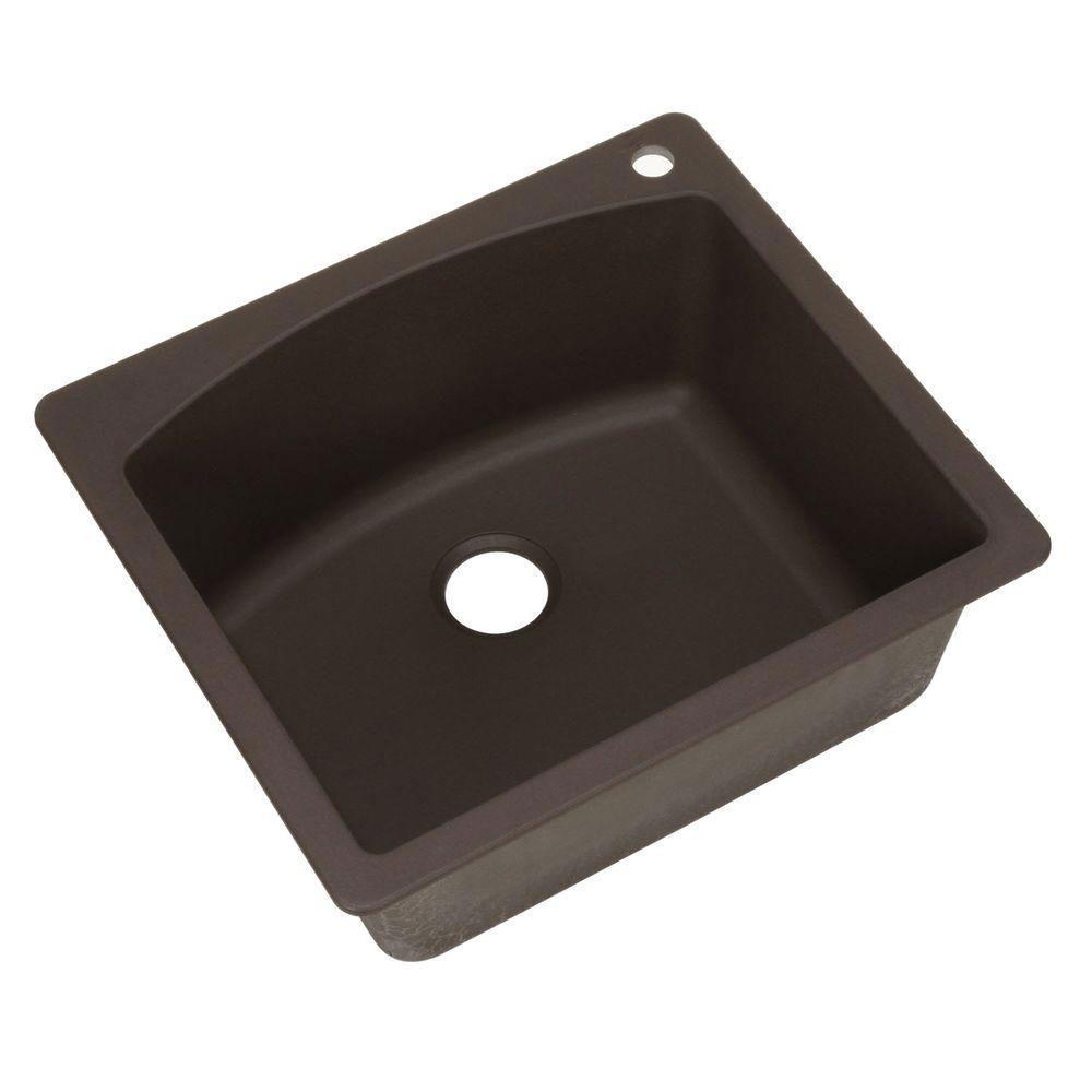 Blanco Diamond Dual Mount Composite 22x10x25 1-Hole Single Bowl Kitchen Sink in Cafe Brown 509539