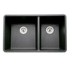 Blanco Precis 1-3/4 Undermount Composite 33x18x9.5 0-Hole Double Bowl Kitchen Sink in Anthracite 524308