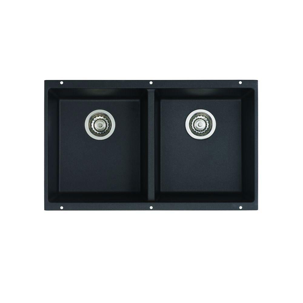 Blanco Precis Undermount Composite 29.75x18.2x8 0-Hole Equal Double Bowl Kitchen Sink in Anthracite 524312