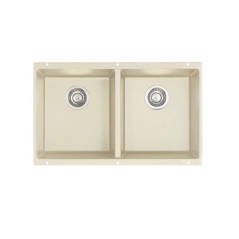 Blanco Precis Undermount Composite 29.75x18.2x8 0-Hole Equal Double Bowl Kitchen Sink in Biscuit 524320
