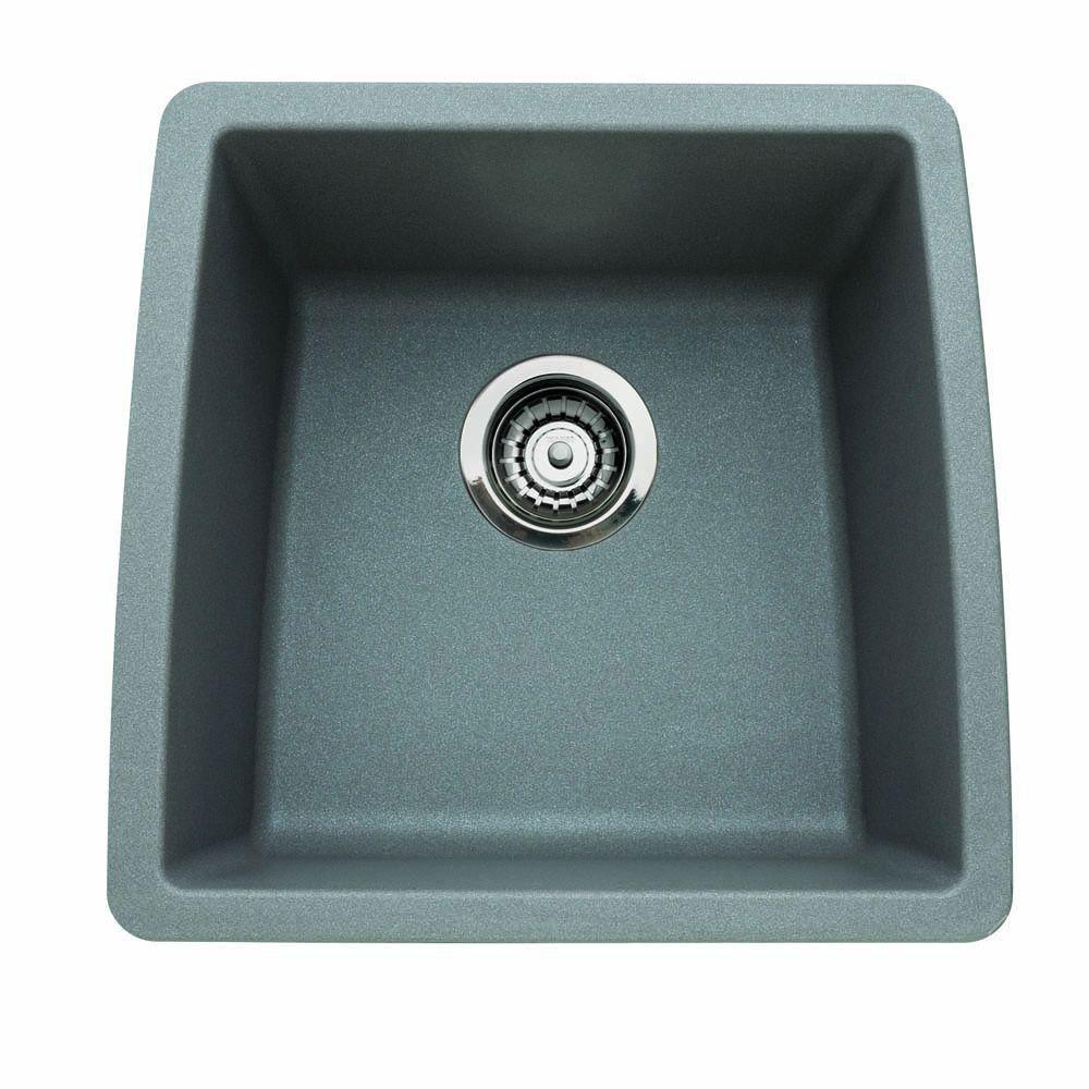 Blanco Performa Undermount Composite 17.5x17x9 0-Hole Single Bowl Kitchen Sink in Metallic Gray 524340