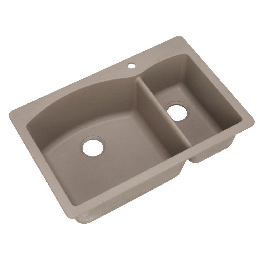 Blanco Diamond Dual Mount Composite 33x22x9.5 1-Hole Double Bowl Kitchen Sink in Truffle 537974