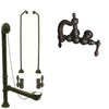 Oil Rubbed Bronze Wall Mount Clawfoot Tub Faucet Package w Drain Supplies Stops CC1001T5system