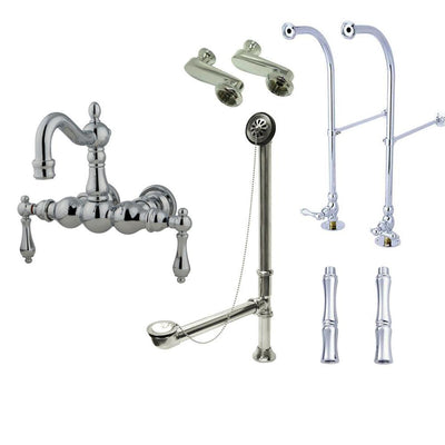 Freestanding Floor Mount Chrome Metal Lever Handle Clawfoot Tub Filler Faucet Package 1002T1FSP