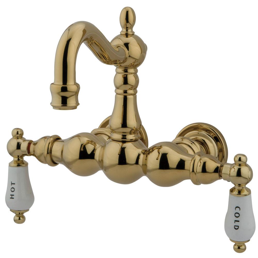 Kingston Brass Polished Brass Wall Mount Clawfoot Tub Faucet CC1003T2