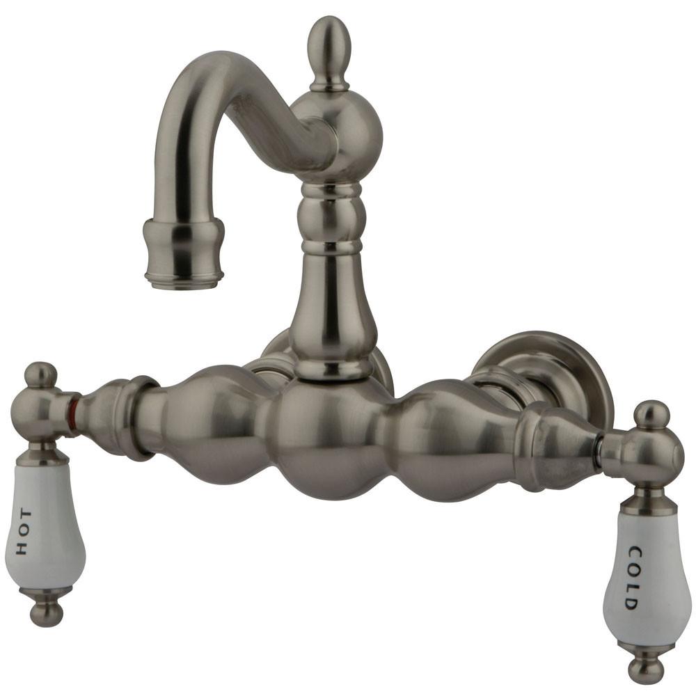 Kingston Brass Satin Nickel Wall Mount Clawfoot Tub Faucet CC1003T8