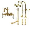 Freestanding Floor Mount Polished Brass White Porcelain Lever Handle Clawfoot Tub Filler Faucet Package 1005T2FSP