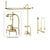 Polished Brass Clawfoot Tub Faucet Shower Kit with Enclosure Curtain Rod 1007T2CTS
