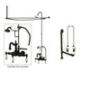 Oil Rubbed Bronze Clawfoot Tub Faucet Shower Kit with Enclosure Curtain Rod 1009T5CTS
