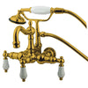 Kingston Polished Brass Wall Mount Clawfoot Tub Faucet w hand shower CC1011T2