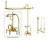 Polished Brass Clawfoot Tub Faucet Shower Kit with Enclosure Curtain Rod 1011T2CTS
