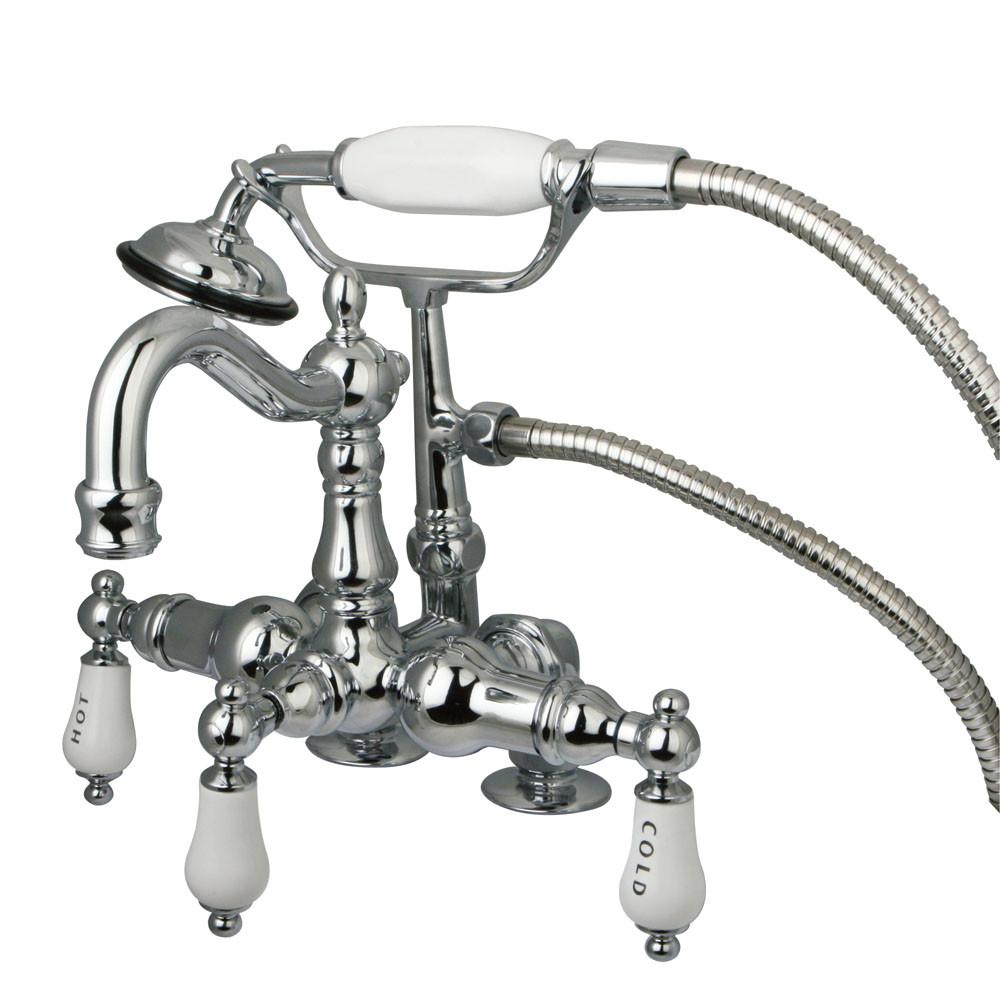 Kingston Chrome Deck Mount Clawfoot Tub Faucet w hand shower CC1018T1