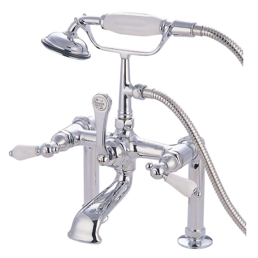 Kingston Chrome Deck Mount Clawfoot Tub Filler Faucet with Hand Shower CC106T1