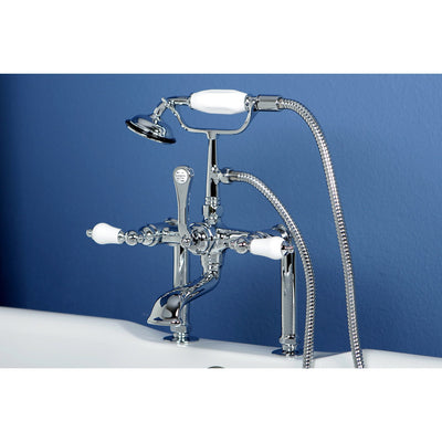 Kingston Chrome Deck Mount Clawfoot Tub Filler Faucet with Hand Shower CC106T1