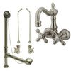 Satin Nickel Wall Mount Clawfoot Tub Faucet Package w Drain Supplies Stops CC1077T8system