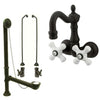 Oil Rubbed Bronze Wall Mount Clawfoot Tub Faucet Package w Drain Supplies Stops CC1079T5system
