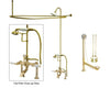 Polished Brass Clawfoot Tub Faucet Shower Kit with Enclosure Curtain Rod 107T2CTS